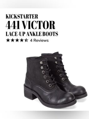 Fluevog NEARLY NEW Kickstarter 441 Victor black leather/suede lace-up boot - 10
